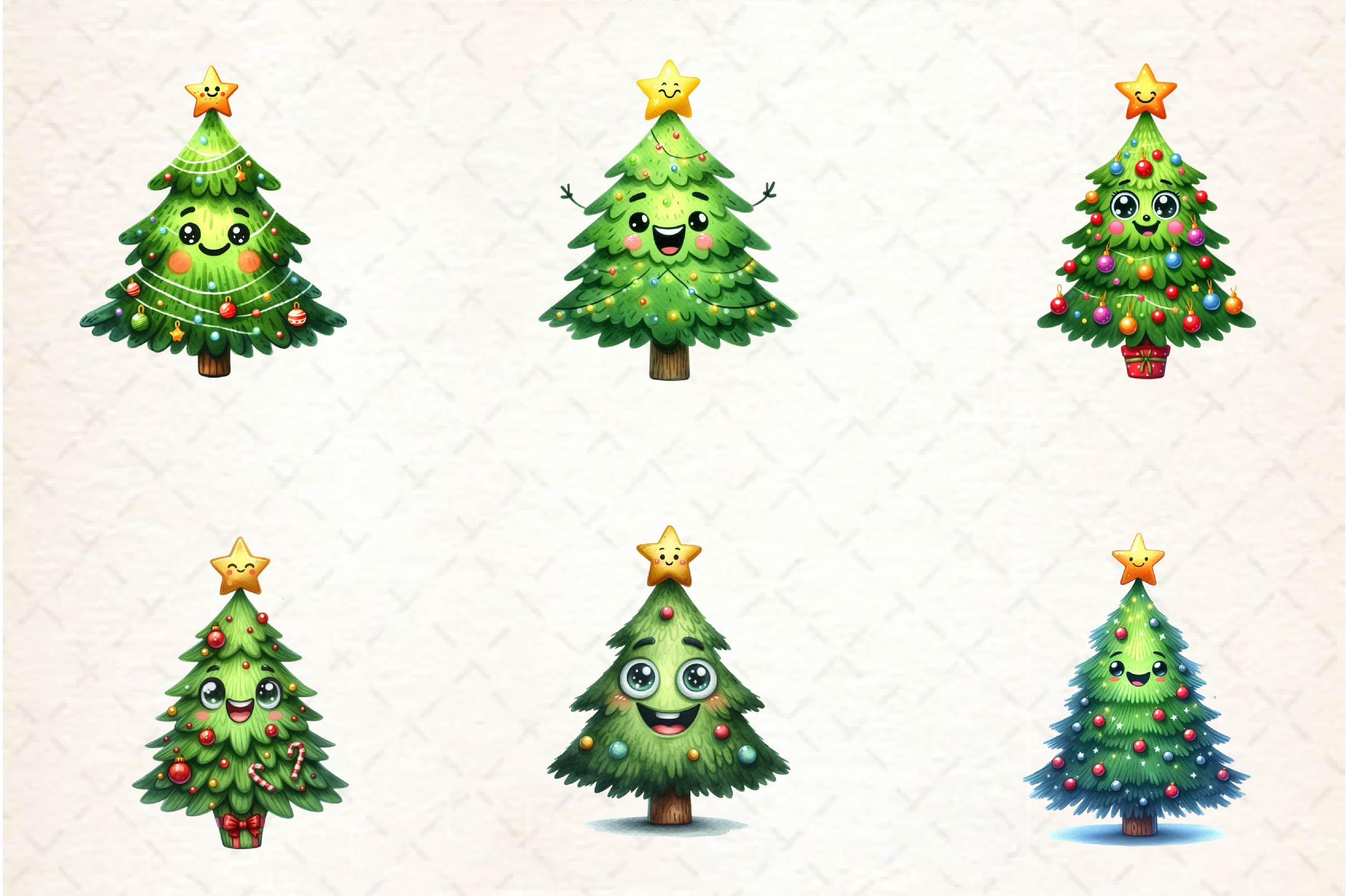 Smiling Christmas Tree Clipart Bundle - CraftNest - Digital Crafting and Art