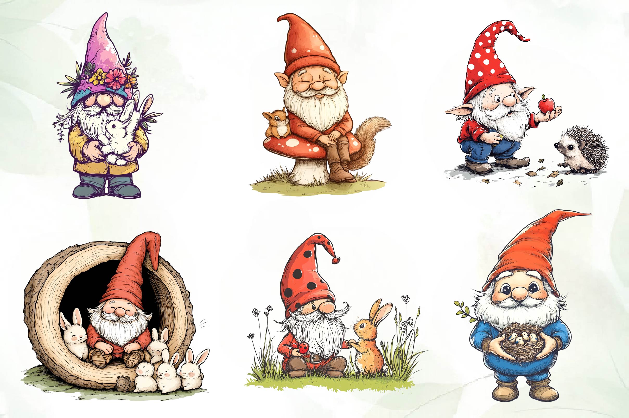 Gnomes With Small Animals Clipart Bundle - CraftNest - Digital Crafting and Art