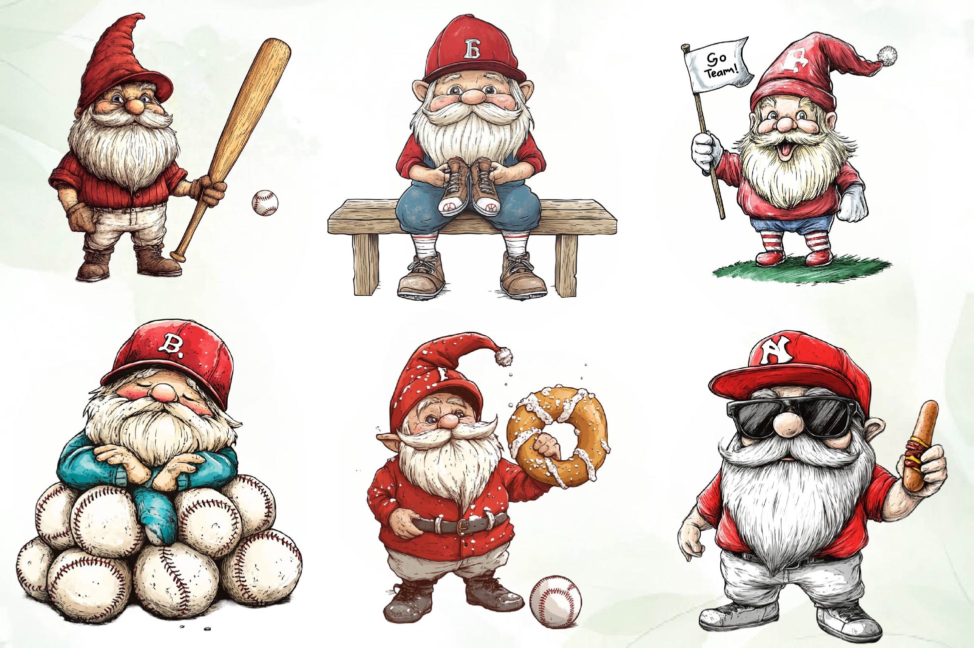 Baseball Gnome Clipart Bundle - CraftNest - Digital Crafting and Art