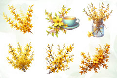 Spring Forsythia Flower Clipart Bundle - CraftNest - Digital Crafting and Art