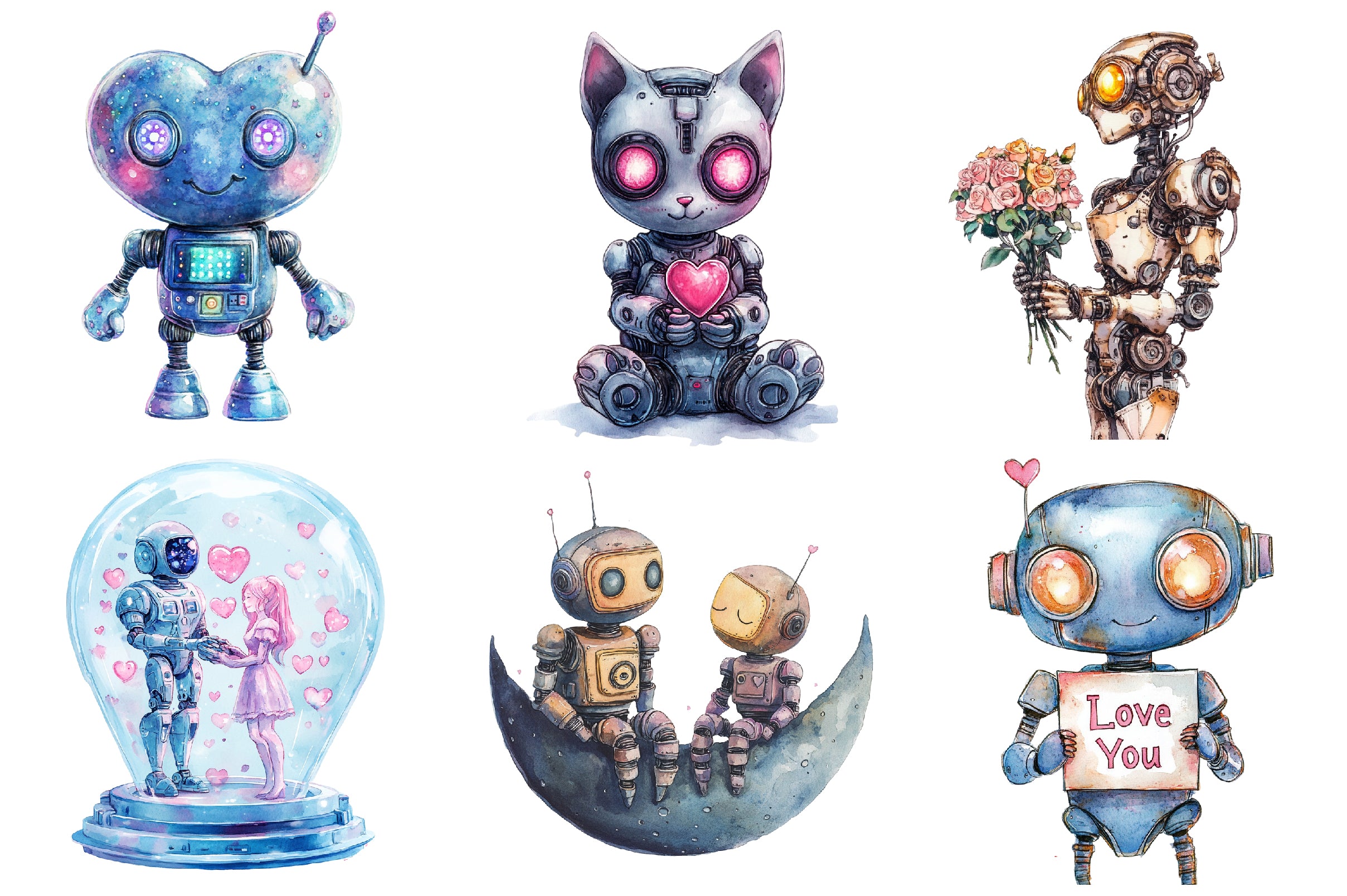 Robo Love Clipart Bundle - CraftNest - Digital Crafting and Art