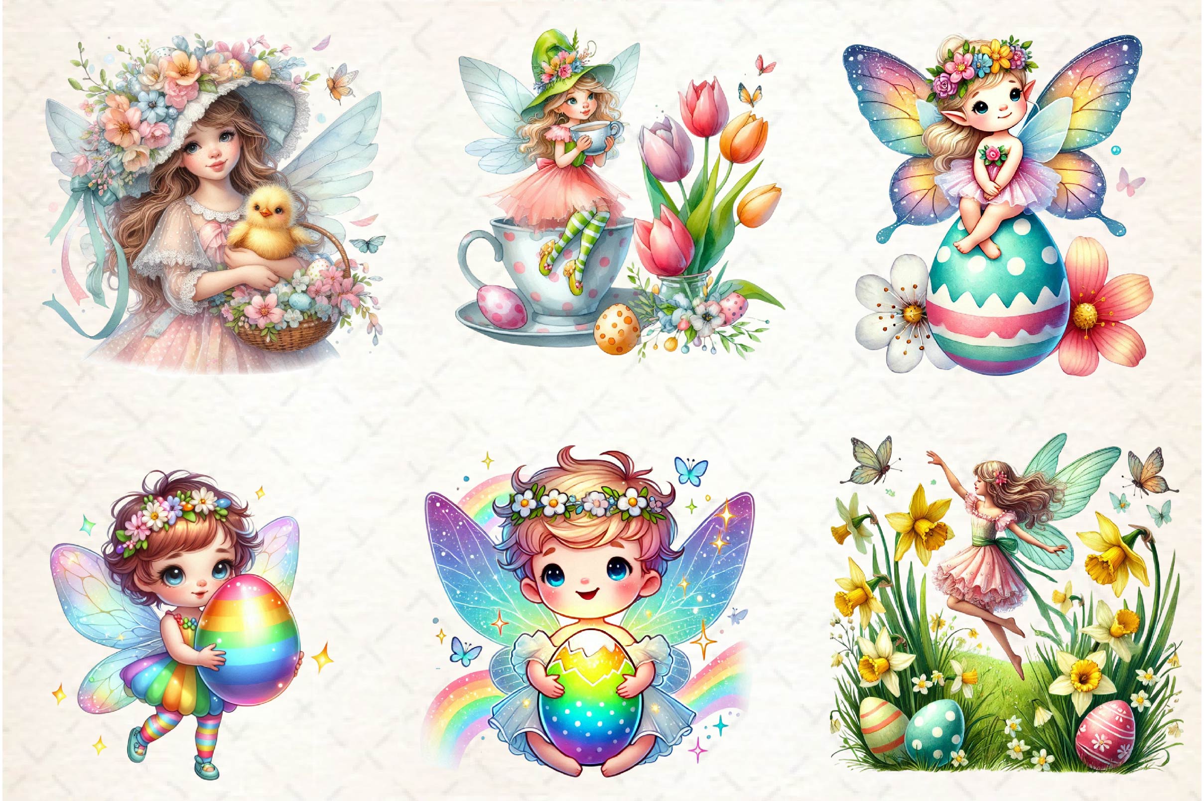 Cute Fairy Easter Clipart Bundle - CraftNest - Digital Crafting and Art