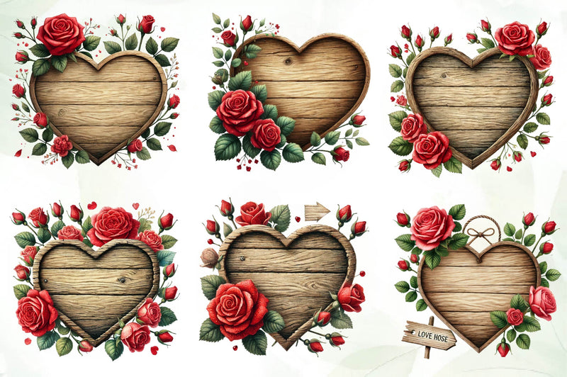 Valentines Empty Wooden Signs Clipart Bundle 1 - CraftNest - Digital Crafting and Art