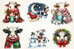 Cute Christmas Cow Clipart Bundle - CraftNest - Digital Crafting and Art