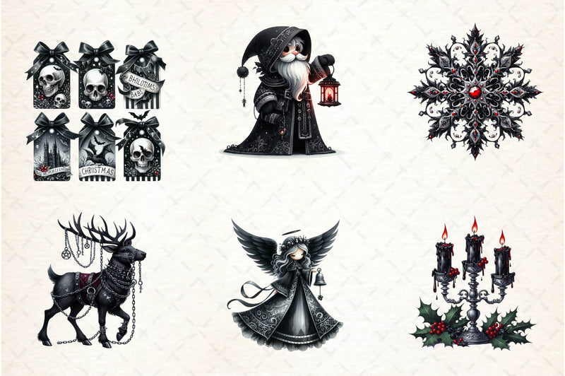 Gothic Christmas Clipart Bundle 1 - CraftNest - Digital Crafting and Art