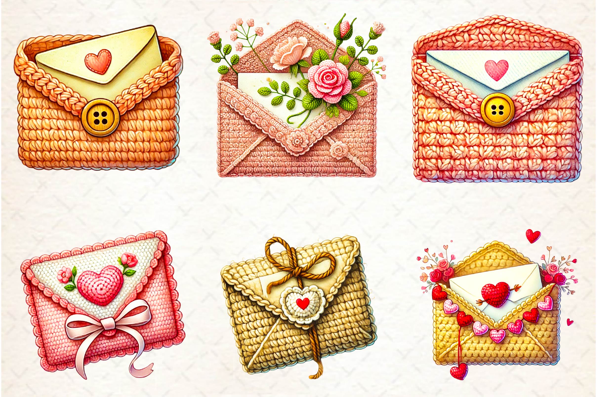 Valentine Crochet Envelopes Clipart Bundle - CraftNest - Digital Crafting and Art