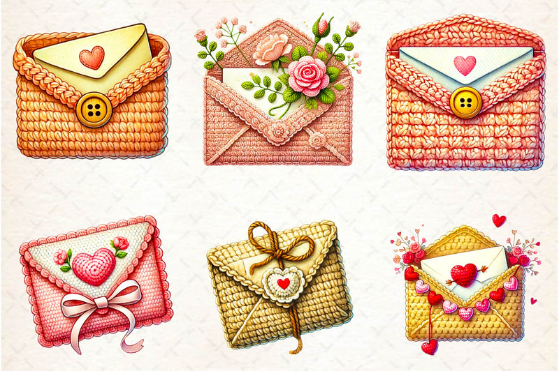 Valentine Crochet Envelopes Clipart Bundle - CraftNest - Digital Crafting and Art