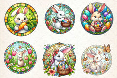 Round Stained Glass Easter Bunny Clipart Bundle - CraftNest - Digital Crafting and Art