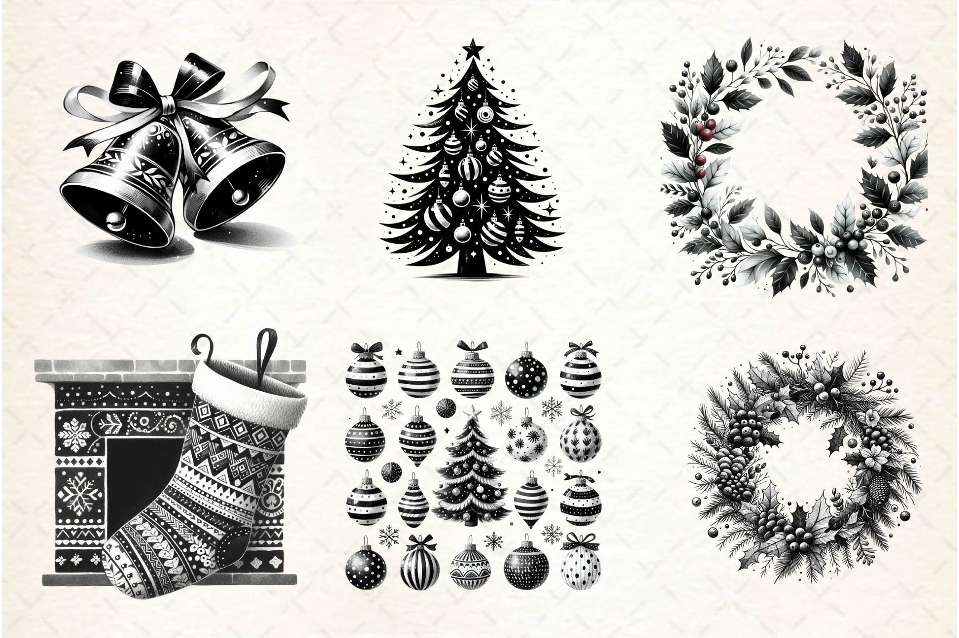 Black And White Christmas Clipart Bundle - CraftNest - Digital Crafting and Art