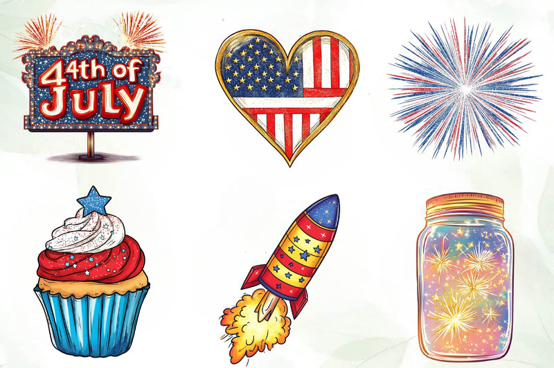Glitter & Fireworks 4th Of July Clipart Bundle - CraftNest - Digital Crafting and Art