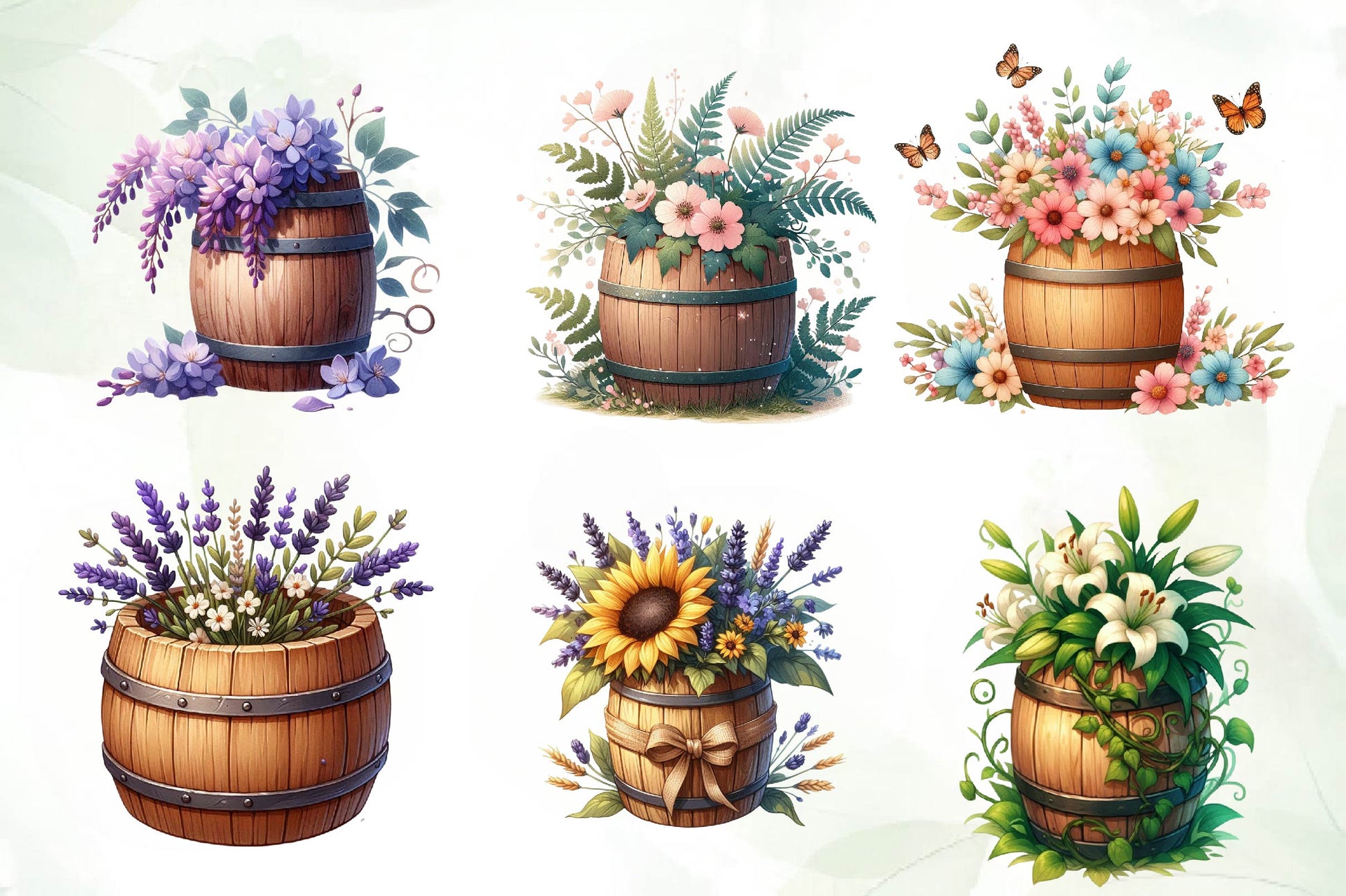 Floral Barrel Clipart Bundle - CraftNest - Digital Crafting and Art