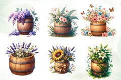 Floral Barrel Clipart Bundle - CraftNest - Digital Crafting and Art