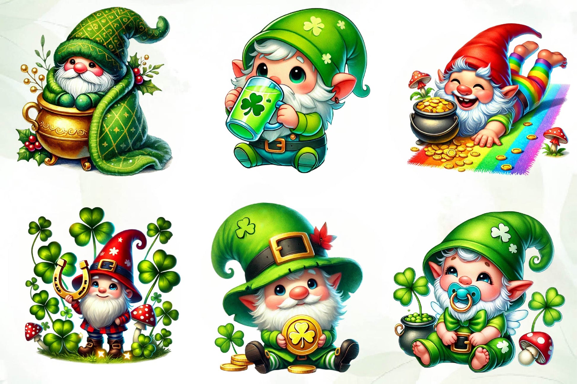 St Patricks Day Cute Gnome Clipart Bundle - CraftNest - Digital Crafting and Art
