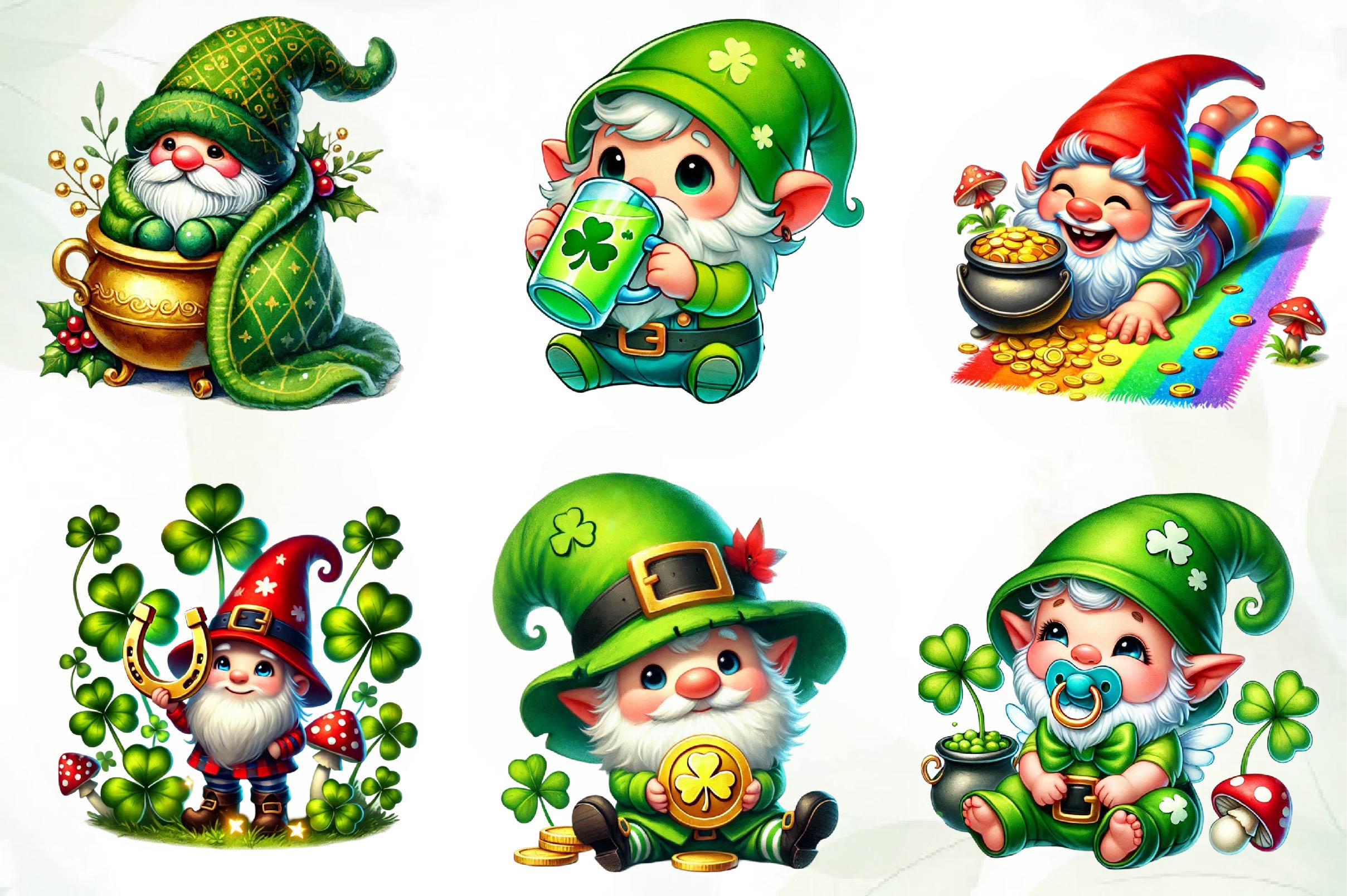 St Patricks Day Cute Gnome Clipart Bundle - CraftNest - Digital Crafting and Art