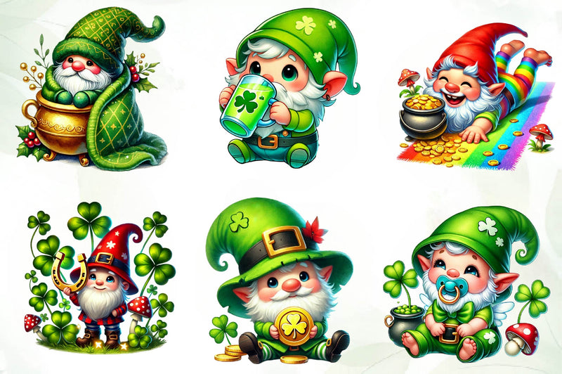 St Patricks Day Cute Gnome Clipart Bundle - CraftNest - Digital Crafting and Art