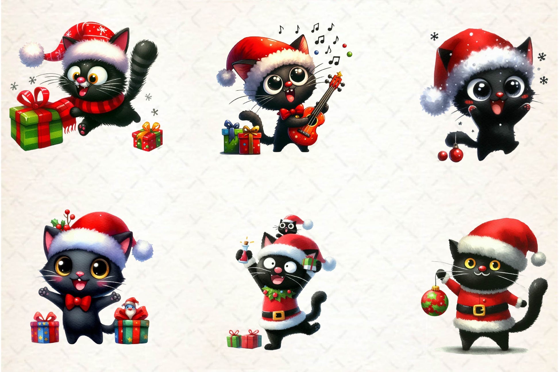 Funny Christmas Black Cat Clipart Bundle 2 - CraftNest - Digital Crafting and Art