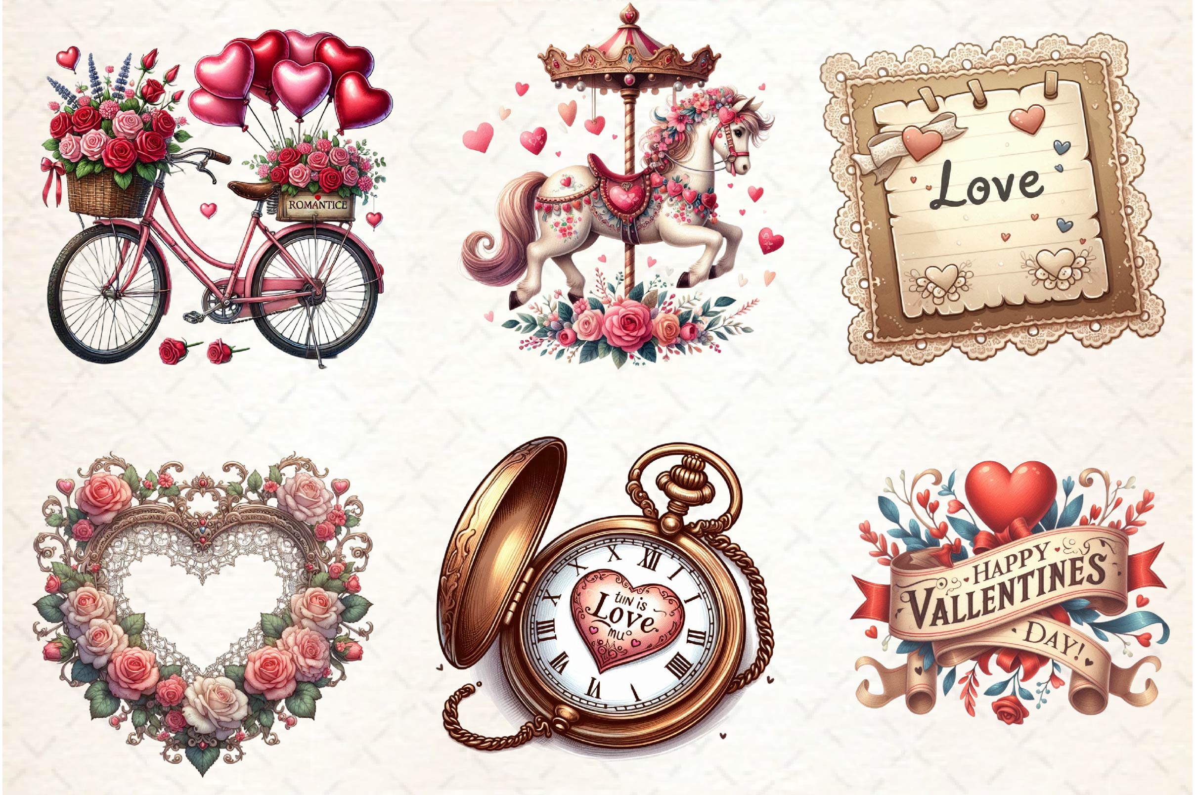 Vintage Valentine Clipart Bundle - CraftNest - Digital Crafting and Art