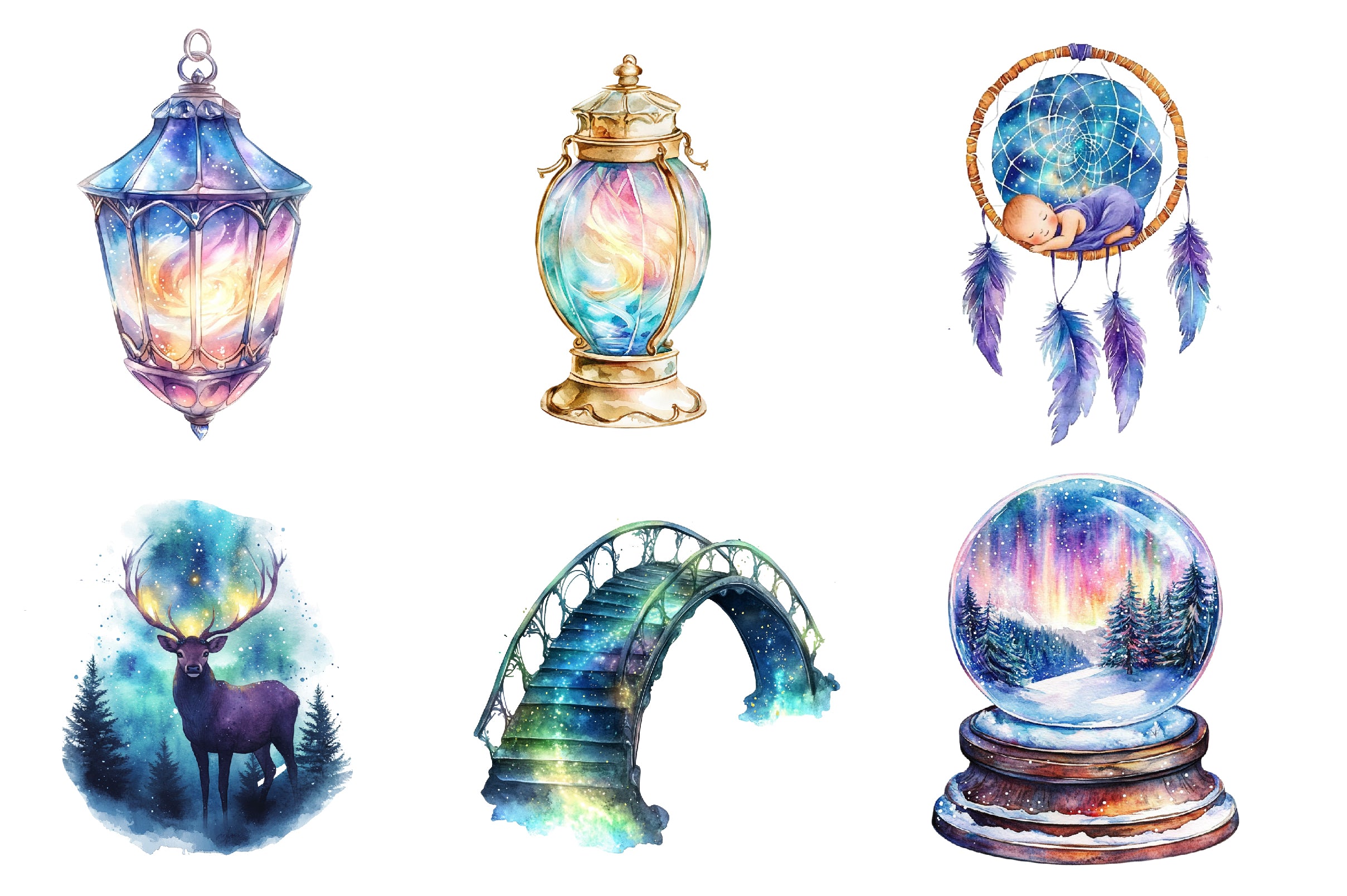 Enchanted Northern Lights Clipart Bundle - CraftNest - Digital Crafting and Art