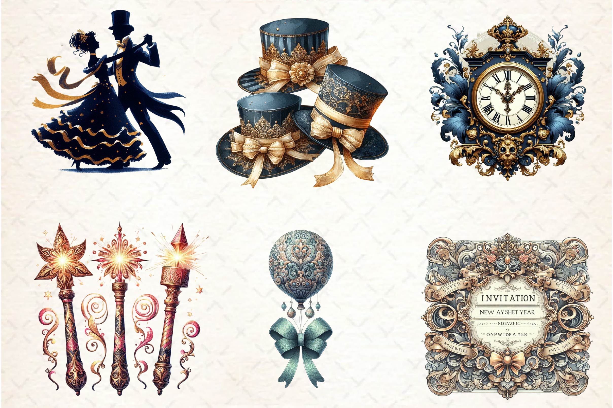Victorian New Year 2025 Clipart Bundle - CraftNest - Digital Crafting and Art