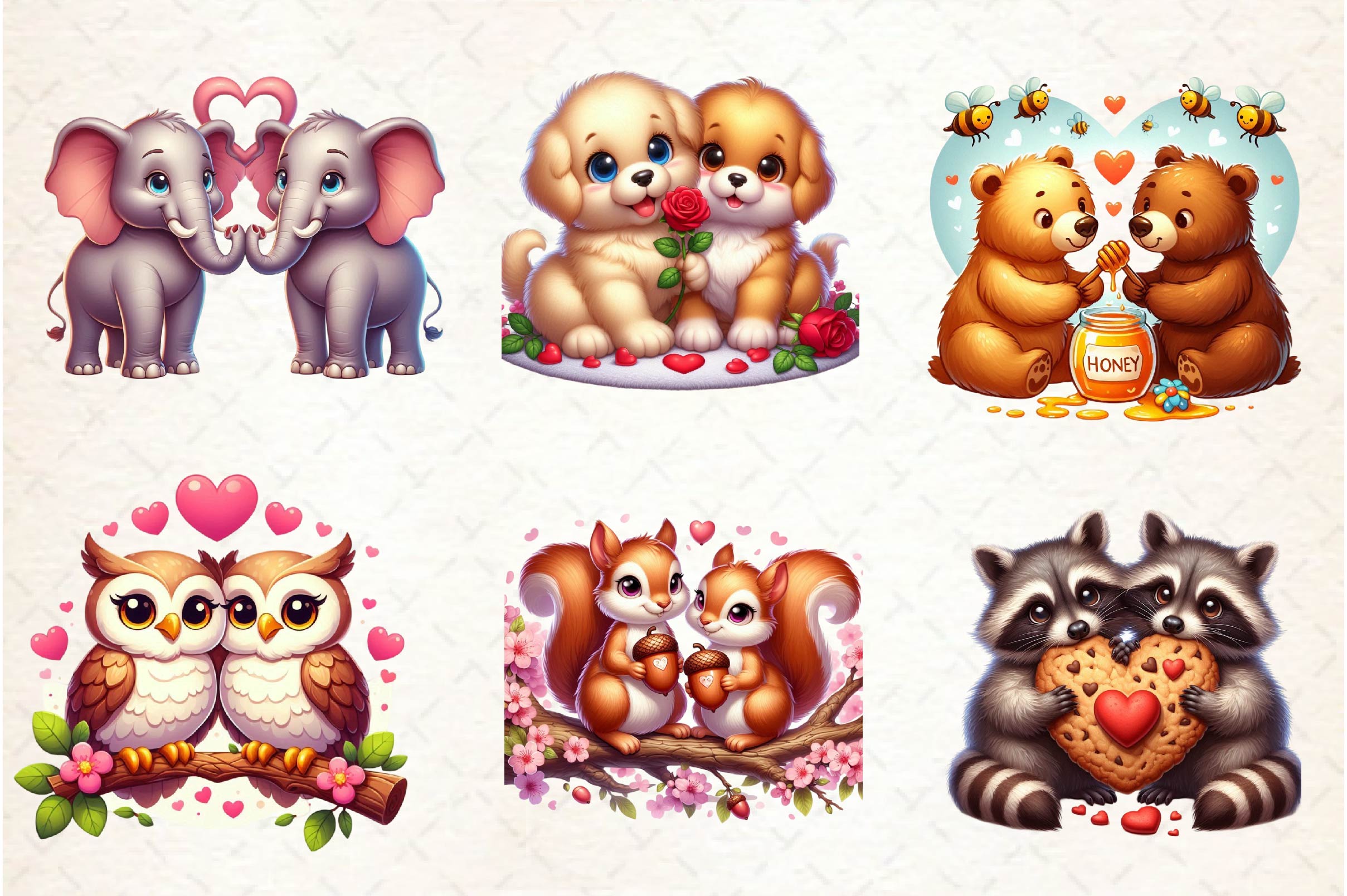 Cute Animal Couple Clipart Bundle - CraftNest - Digital Crafting and Art