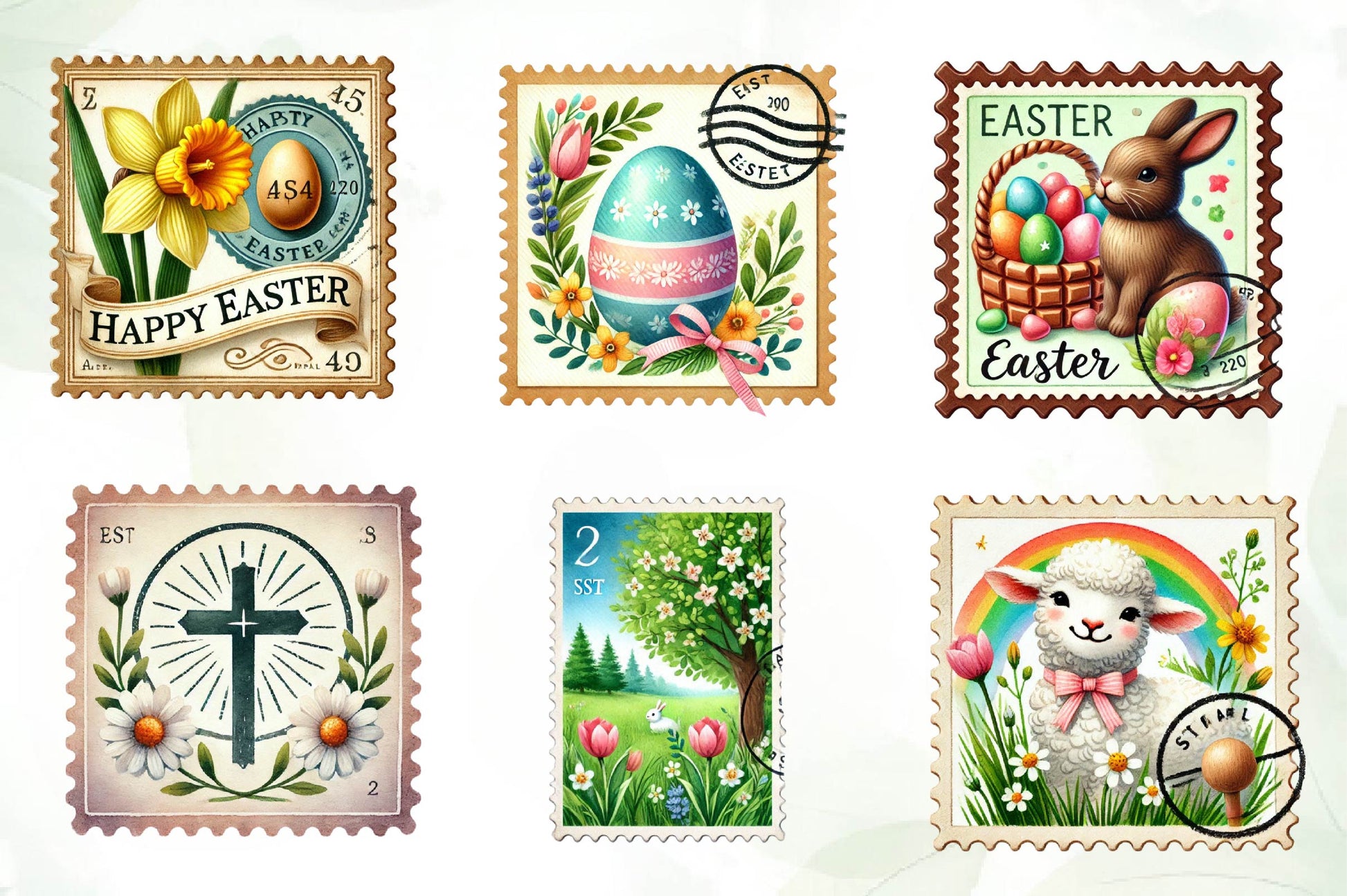 Easter Postage Stamp Clipart Bundle - CraftNest - Digital Crafting and Art