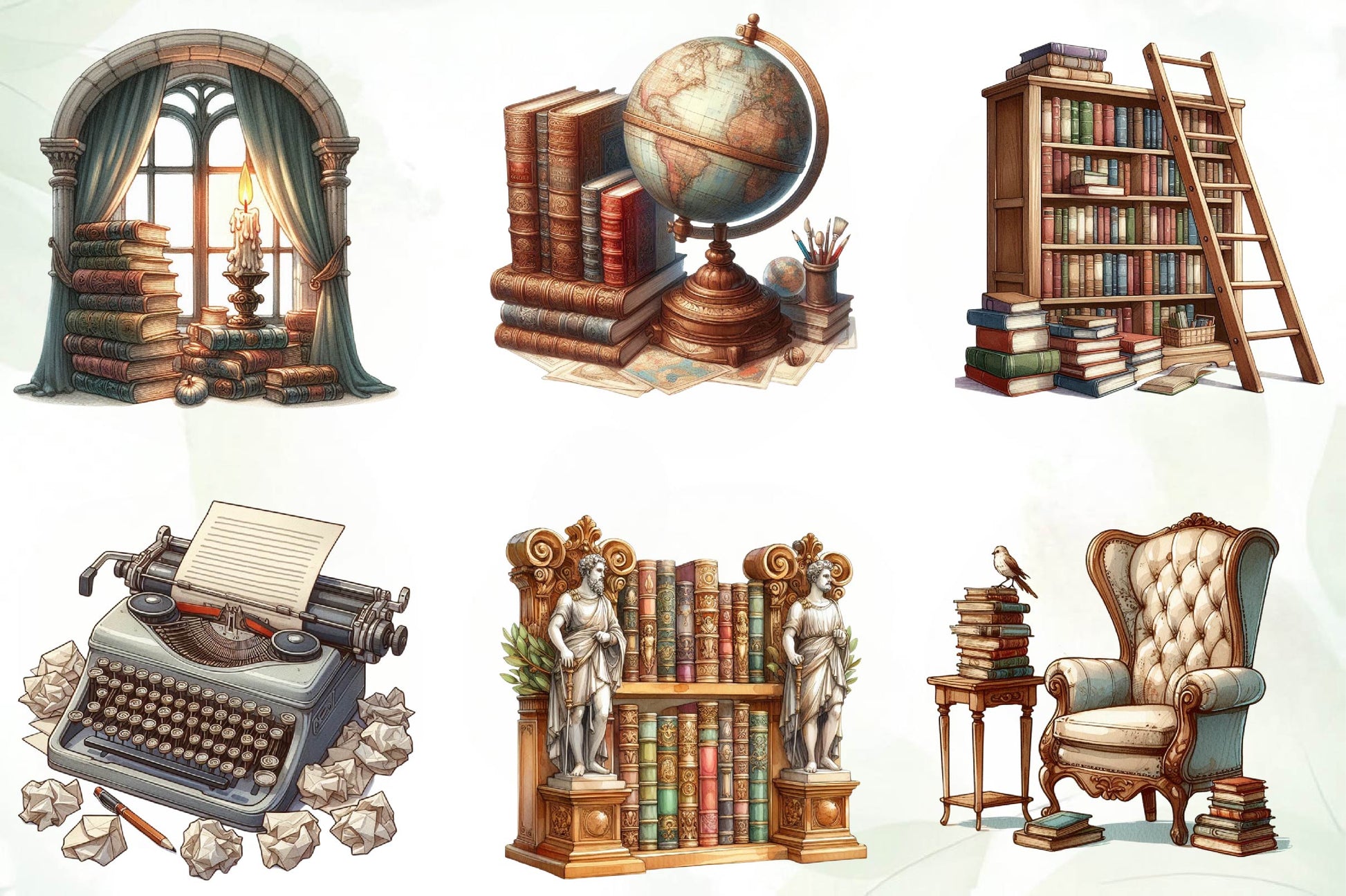 Old Library Clipart Bundle - CraftNest - Digital Crafting and Art
