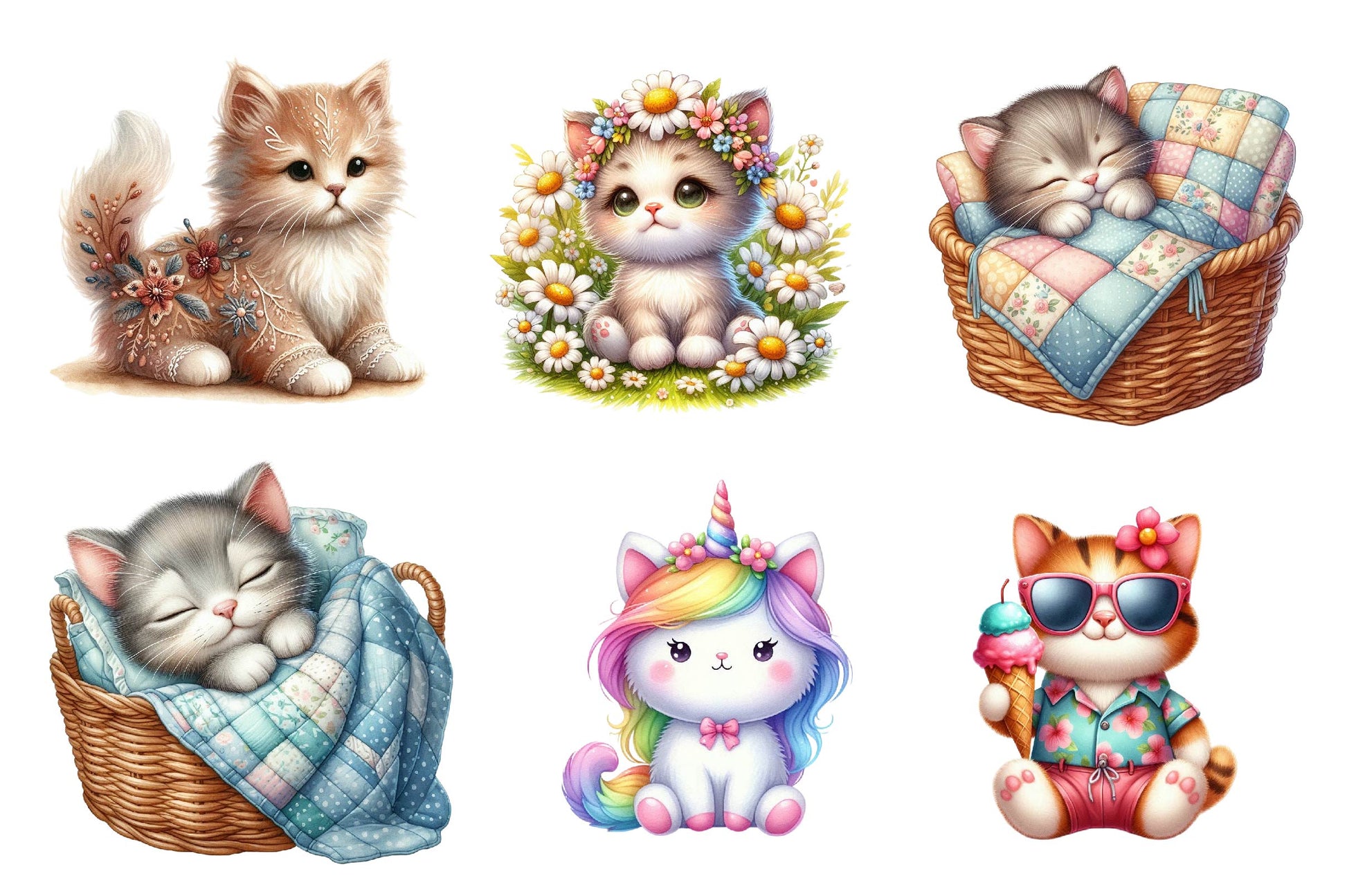 Cute Plush Toy Cat Clipart Bundle - CraftNest - Digital Crafting and Art
