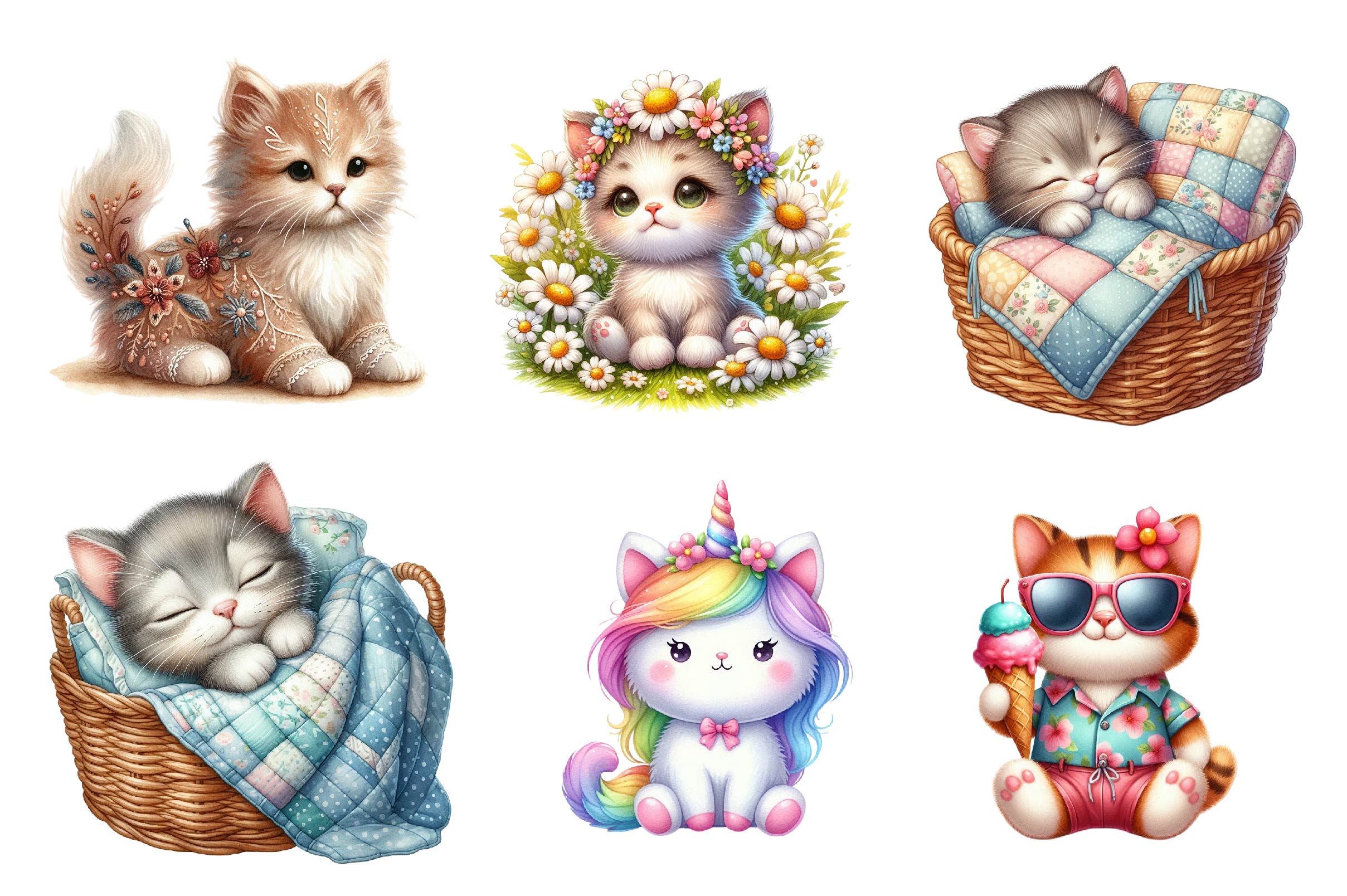 Cute Plush Toy Cat Clipart Bundle - CraftNest - Digital Crafting and Art