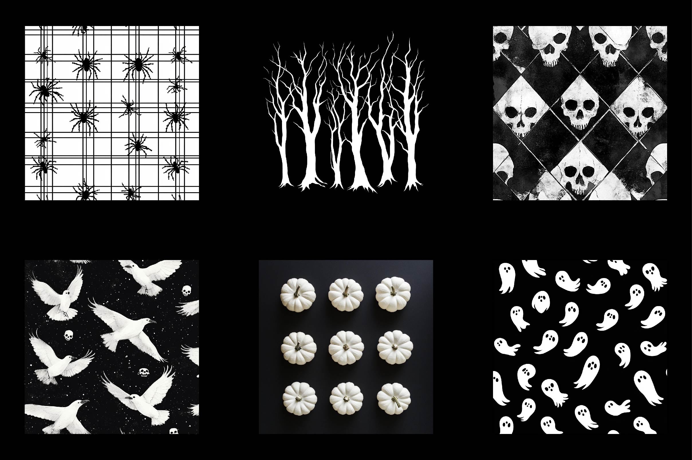 Black And White Halloween Digital Paper - CraftNest - Digital Crafting and Art