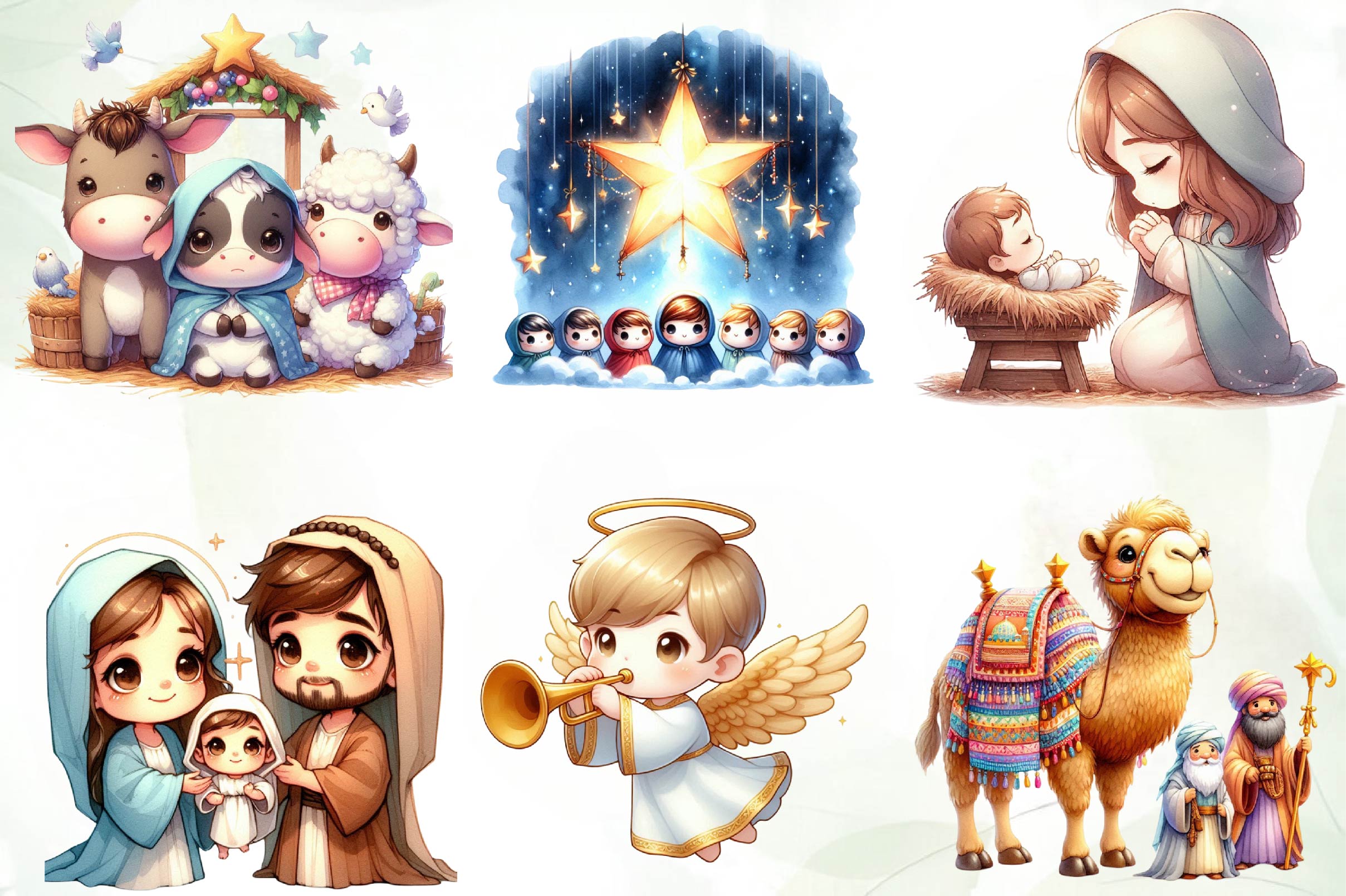 Chibi Nativity Christmas Clipart Bundle 1 - CraftNest - Digital Crafting and Art