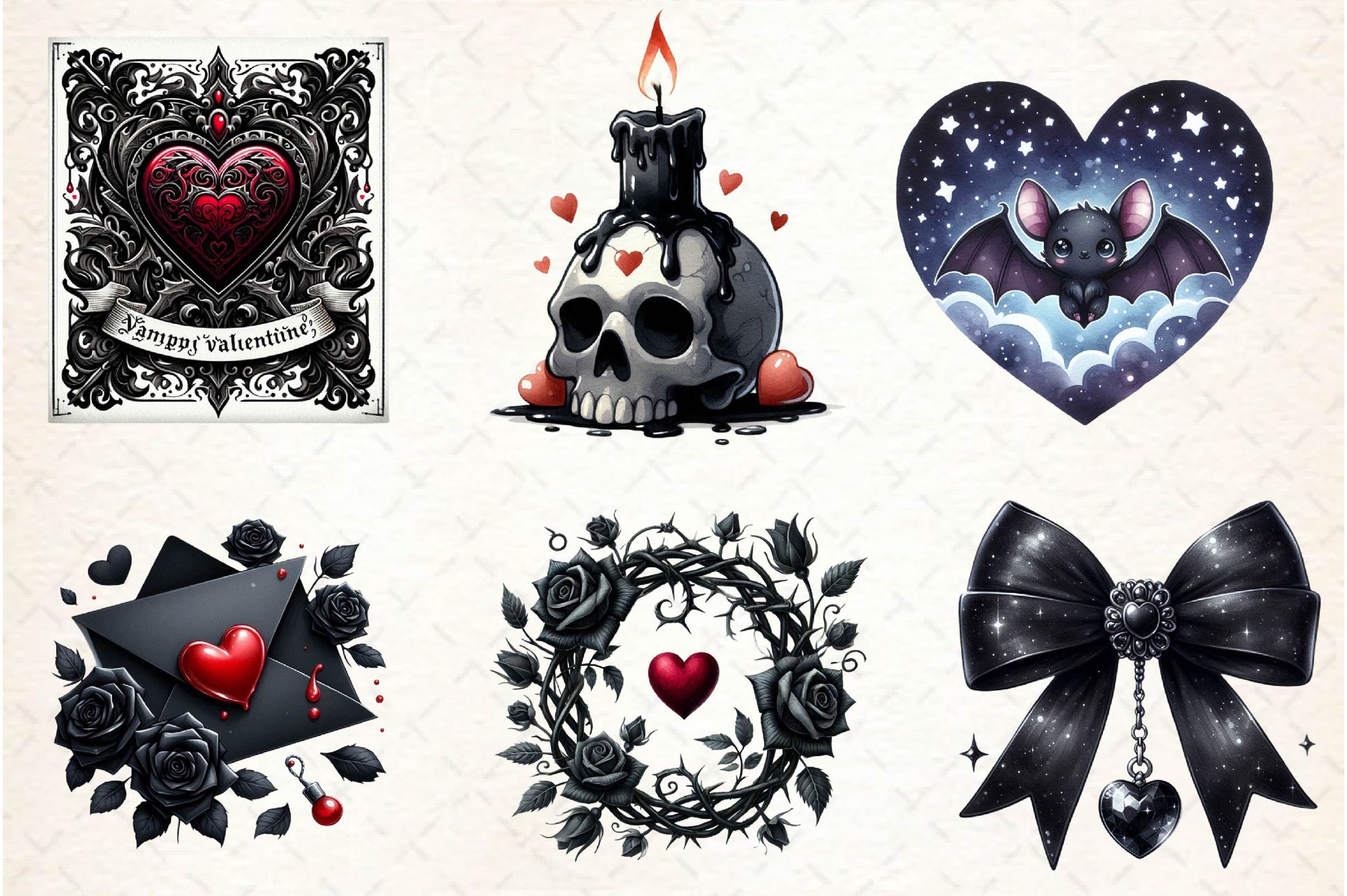 Gothic Valentine Clipart Bundle - CraftNest - Digital Crafting and Art