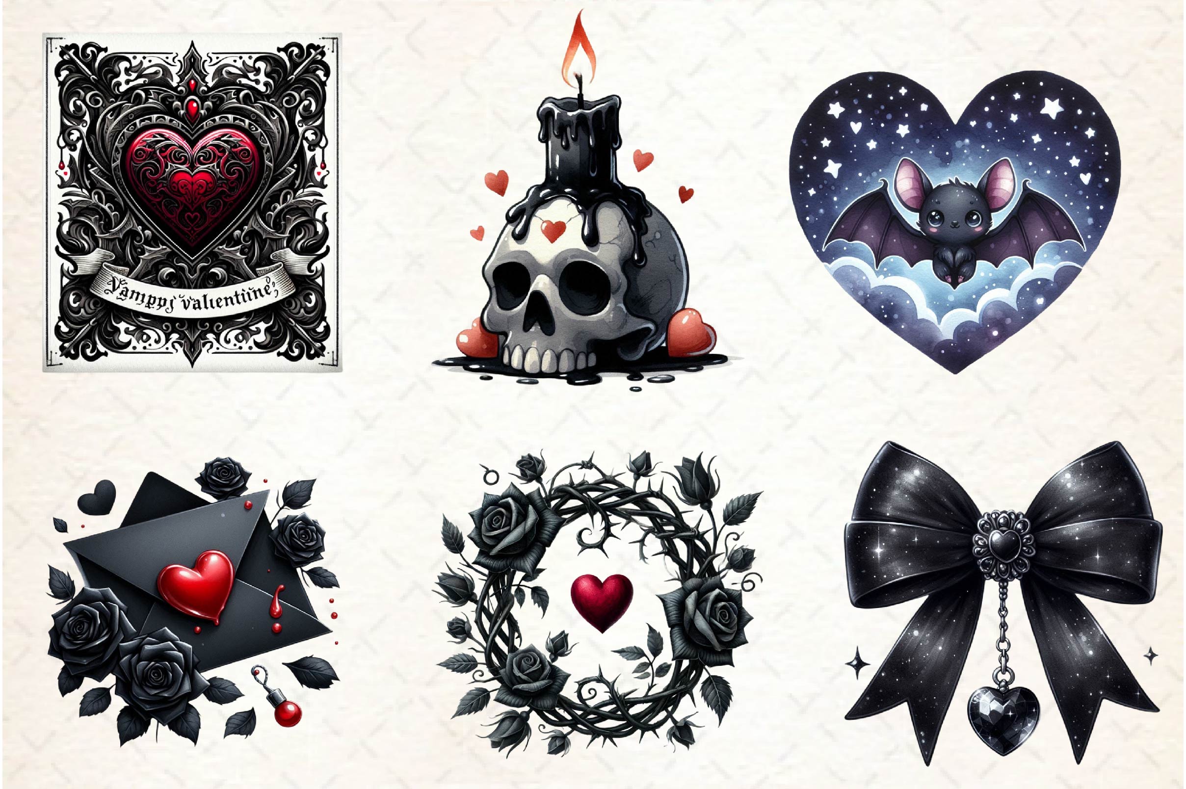 Gothic Valentine Clipart Bundle - CraftNest - Digital Crafting and Art