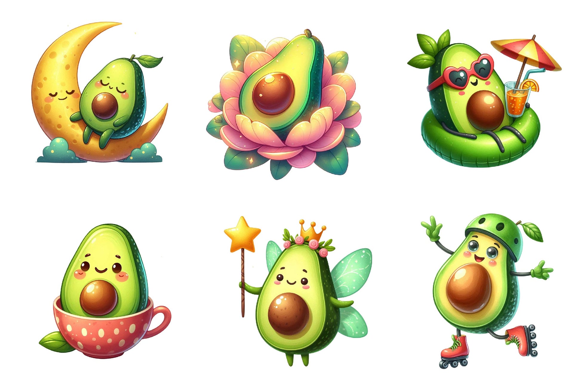 Cute Avocado Clipart Bundle - CraftNest - Digital Crafting and Art