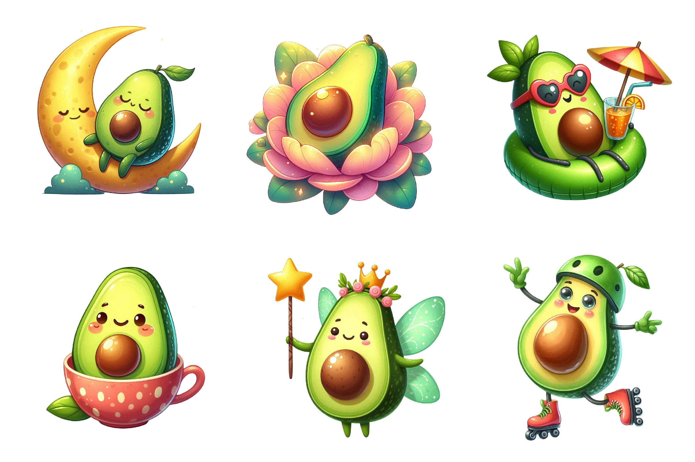 Cute Avocado Clipart Bundle - CraftNest - Digital Crafting and Art