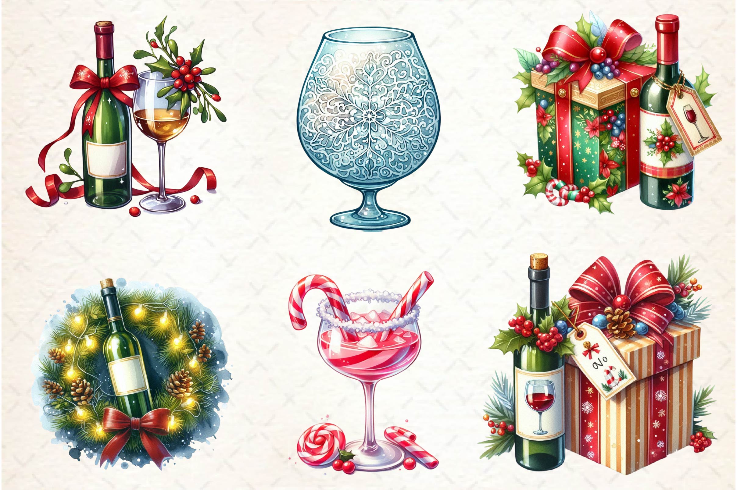 Christmas Red Wine Clipart Bundle - CraftNest - Digital Crafting and Art