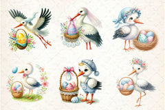 Cute Easter Stork Clipart Bundle - CraftNest - Digital Crafting and Art