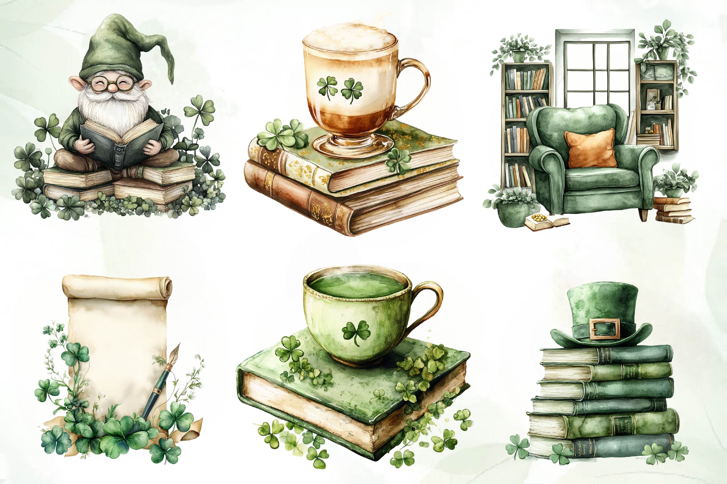 St Patricks Day Reading Clipart Bundle - CraftNest - Digital Crafting and Art