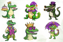 Mardi Gras Crocodile Clipart Bundle 1 - CraftNest - Digital Crafting and Art