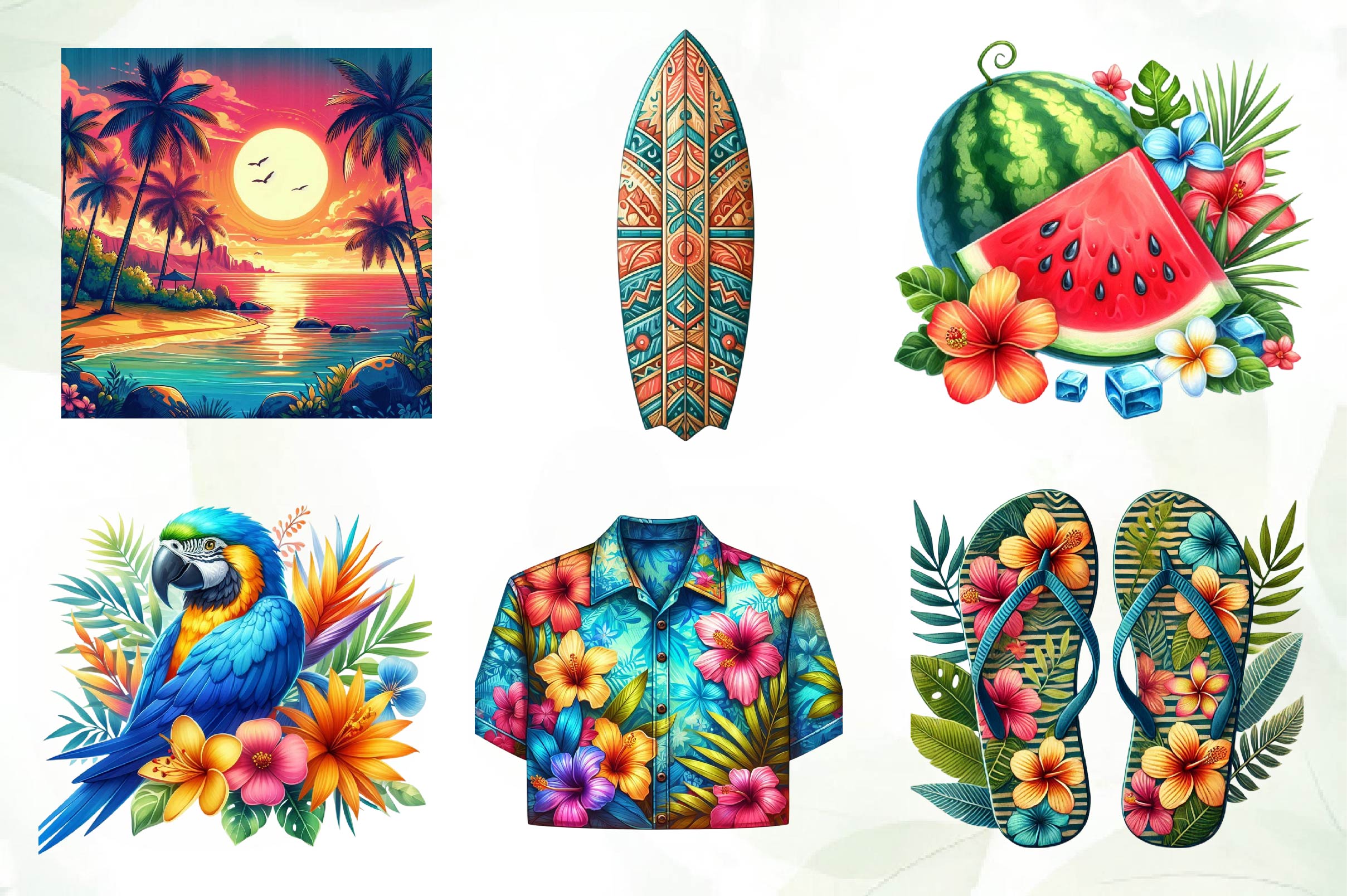 Hawaiian Summer Clipart Bundle - CraftNest - Digital Crafting and Art