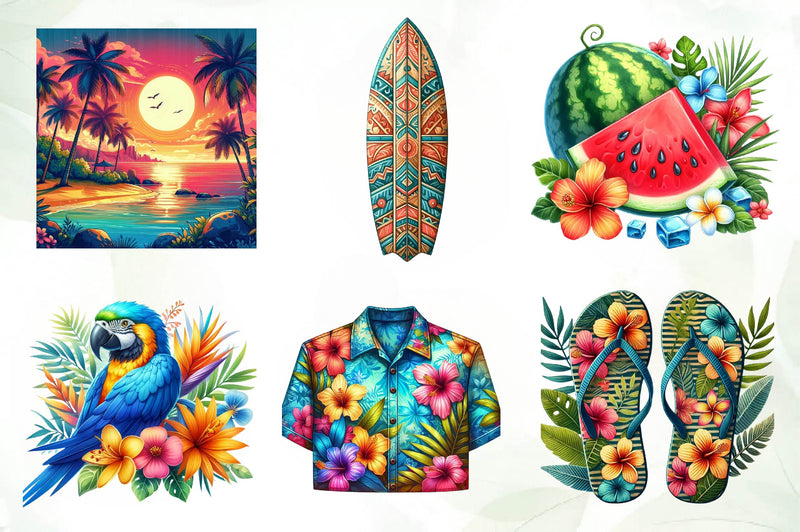Hawaiian Summer Clipart Bundle - CraftNest - Digital Crafting and Art