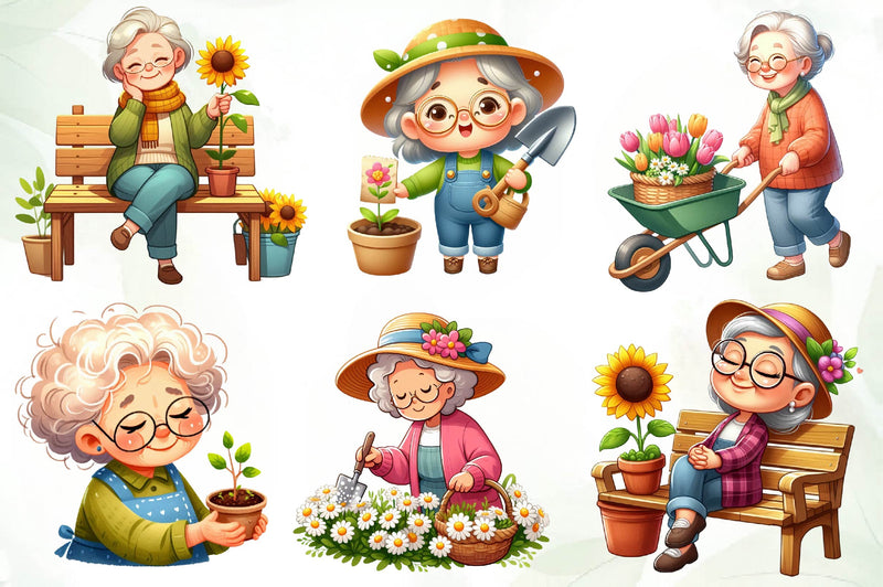 Gardening Grandma Clipart Bundle - CraftNest - Digital Crafting and Art