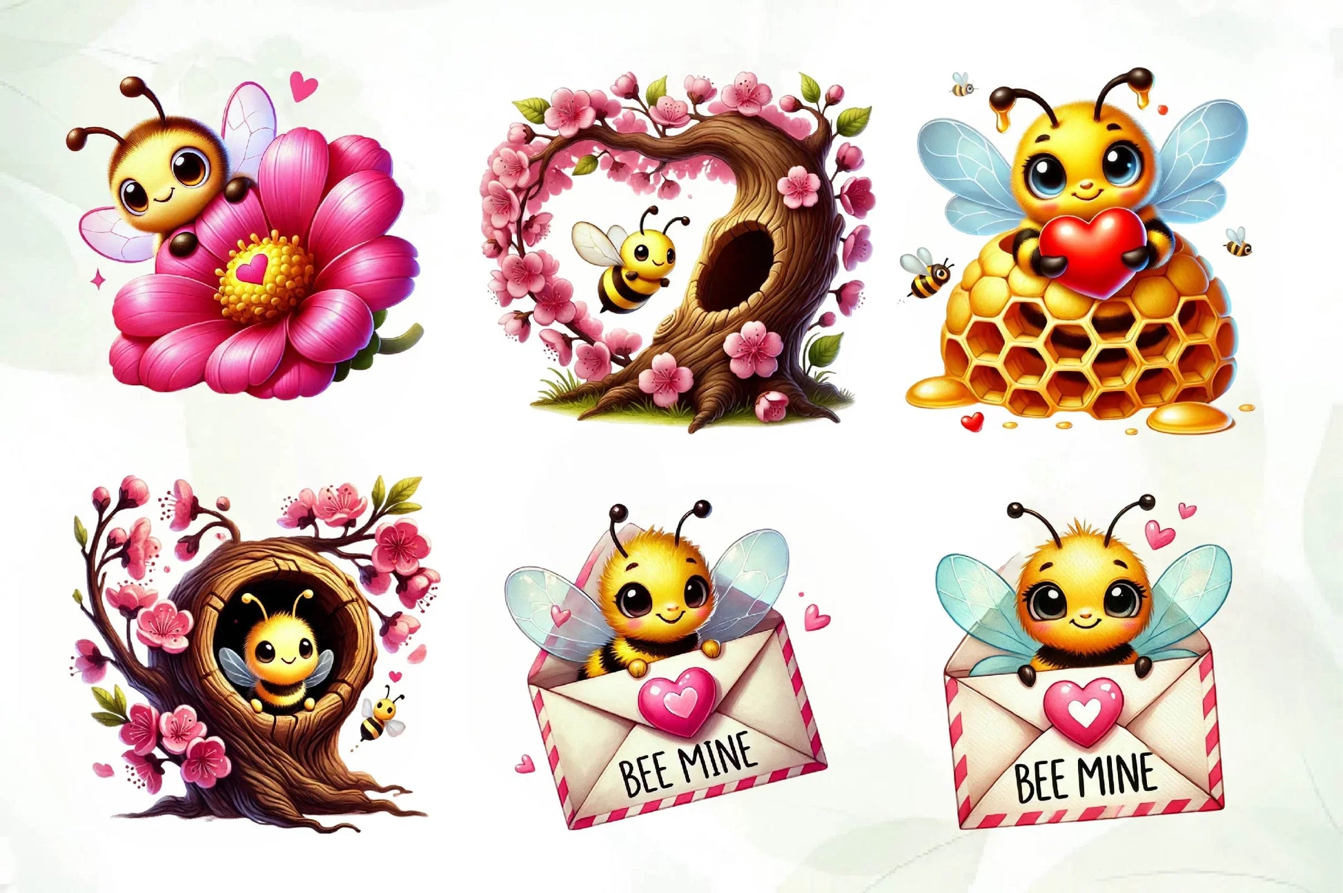Peeking Valentine Bee Clipart Bundle - CraftNest - Digital Crafting and Art