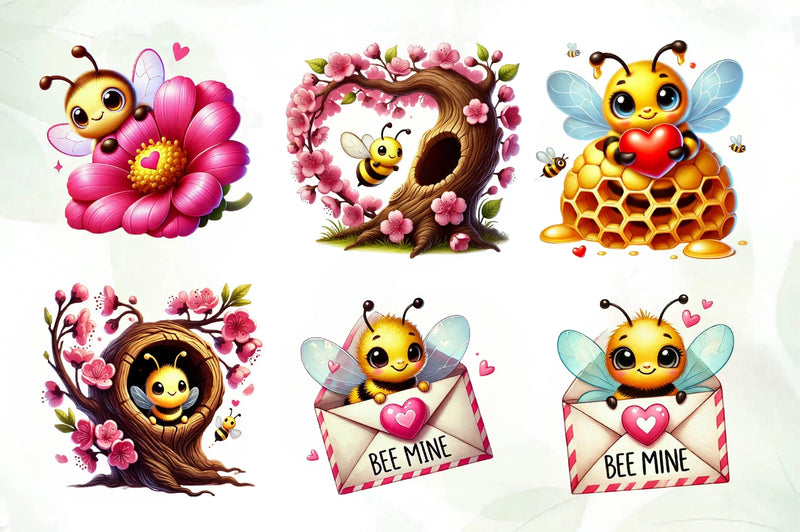 Peeking Valentine Bee Clipart Bundle - CraftNest - Digital Crafting and Art