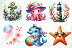 Cute Nautical Spring Clipart Bundle - CraftNest - Digital Crafting and Art