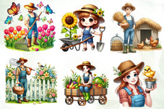 Spring Farmer Clipart Bundle - CraftNest - Digital Crafting and Art