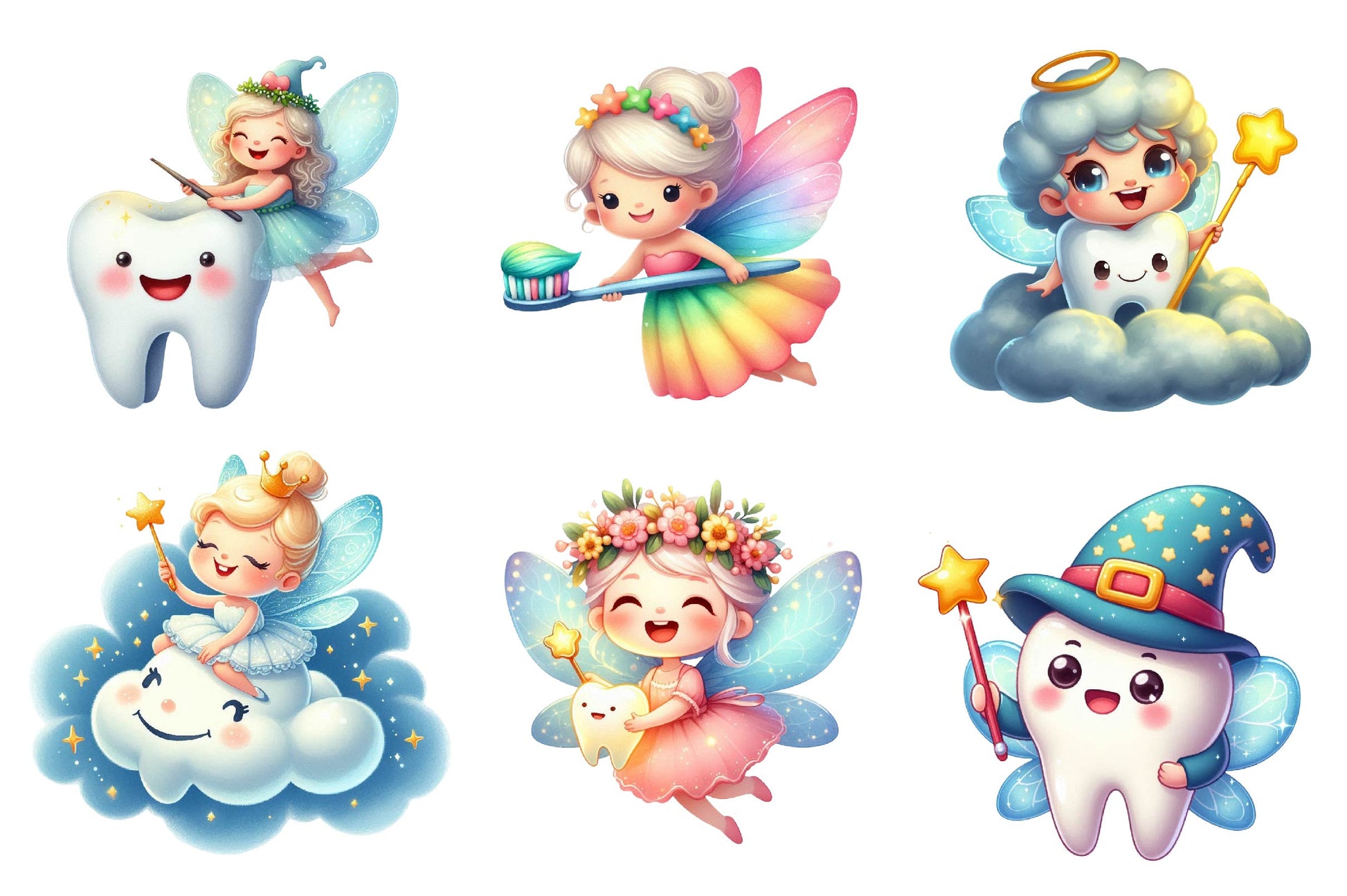 Mascot Cute Tooth Fairy Clipart Bundle 1 - CraftNest - Digital Crafting and Art