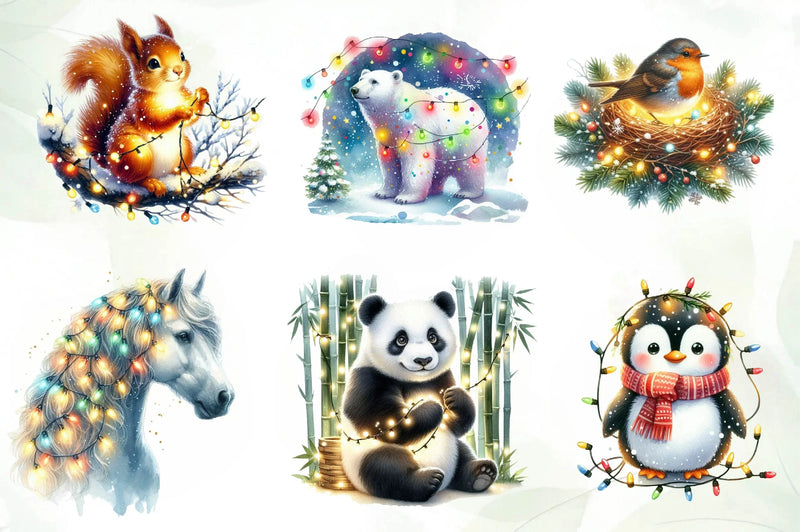 Christmas Light Animal Clipart Bundle - CraftNest - Digital Crafting and Art