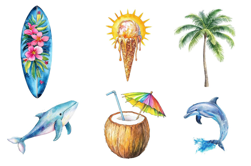 Happy Summer Element Clipart Bundle - CraftNest - Digital Crafting and Art