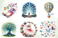 Whimsical Girl Loves Book Clipart Bundle - CraftNest - Digital Crafting and Art