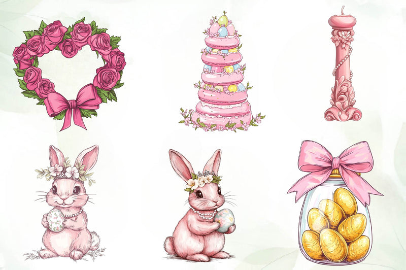 Pink Coquette Easter Clipart Bundle - CraftNest - Digital Crafting and Art